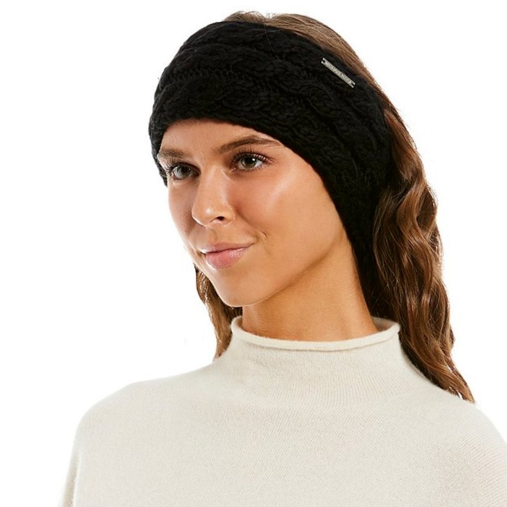 NWT Original MICHAEL KORS Center Cable Headband Knit Black 539333C Acrylic